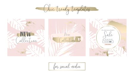 Elegant Social Media Trendy Chic Gold Rose banner Templatesのイラスト素材