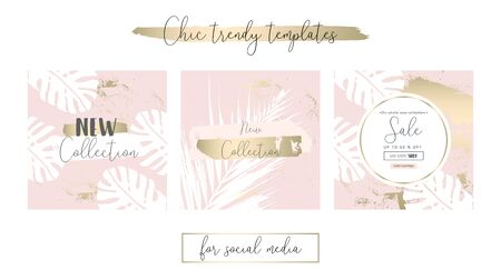 Elegant Social Media Trendy Chic Gold Rose banner Templates