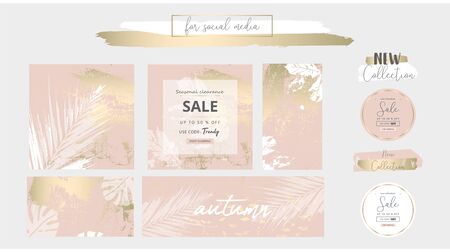 Elegant social media trendy chic gold pink blush bannerのイラスト素材