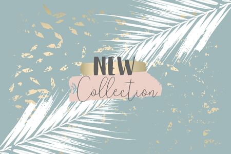 Winter abstract foliage grey blue gold backgroundのイラスト素材