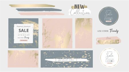 Elegant social media trendy chic gold pink blush bannerのイラスト素材