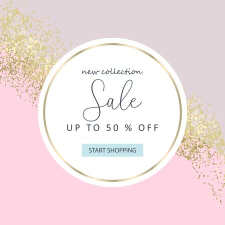 Elegant luxury nude rose pink blush and gold glitter brush stroke backgroundのイラスト素材