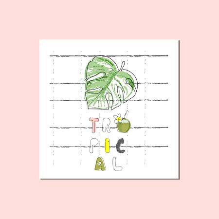 tropical hand drawn flamingo birds in cartoon hand drawn style. cute greeting card, party invitation, postcard, birthday, baby showerのイラスト素材
