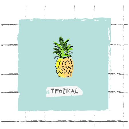 Summer cartoon doodle hand drawn tropical vector elementsのイラスト素材