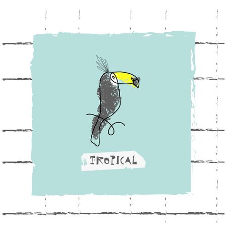 Summer cartoon doodle hand drawn tropical vector elementsのイラスト素材