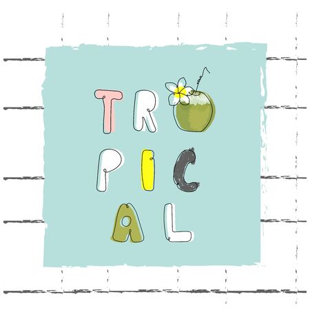 Summer cartoon doodle hand drawn tropical vector elementsのイラスト素材