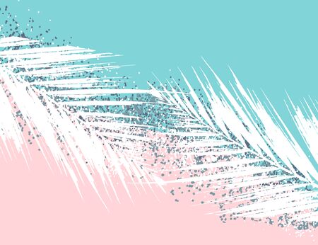 Elegant luxury blue mint pink blush and silver glitter brush stroke background. Chic trendy beauty concept bannerのイラスト素材