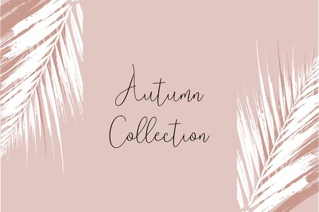 Elegant luxury nude rose pink blush and gold glitter brush stroke background. Chic trendy print with botanical motifsのイラスト素材