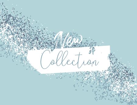 Elegant luxury blue mint pink blush and silver glitter brush stroke background. Chic trendy beauty concept bannerのイラスト素材