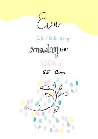 Hand drawn abstract pastel baby shower card with brush confettiのイラスト素材