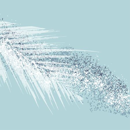 Elegant tropical palm leaves on pastel light grey blue silver glitter brush stroke background. Chic trendy beauty concept bannerのイラスト素材