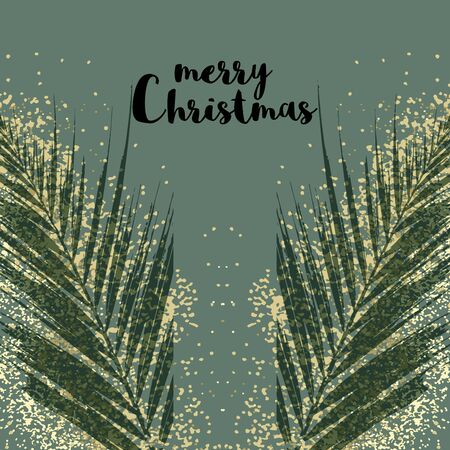 Elegant tropical palm leaves on pastel light grey blue silver glitter brush stroke background. Chic trendy beauty concept bannerのイラスト素材