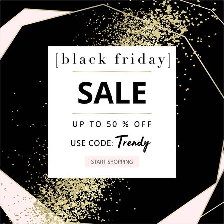 Black Friday autumn elegant collection trendy chic gold blush background for social media, advertising, banner, invitation card, fashion header, business のイラスト素材