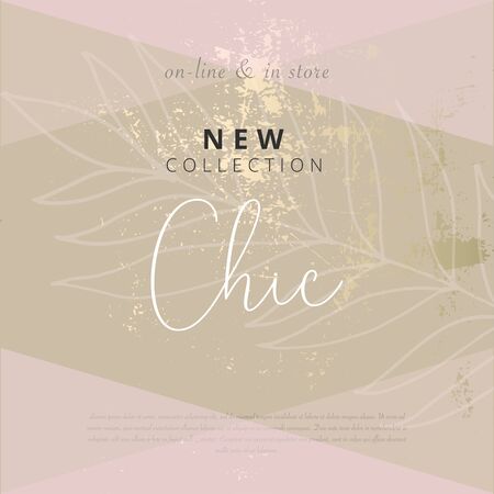 Social media banner template for fashion or beauty industry advertising new arrivals collection or seasonal sales promotion. trendy BLUSH PINK GOLD BACKGROUNDのイラスト素材