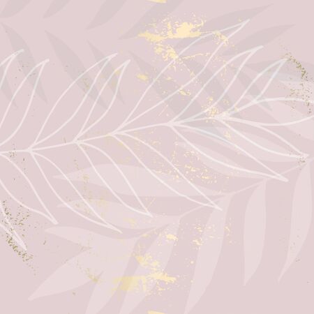 abstract floral pastel dusty pink gold blush textured decor background . Chic trendy shiny feminine tile pattern with botanical motifsのイラスト素材