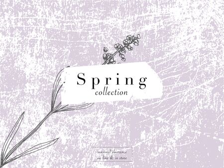 Elegant social media trendy feminine dusty lavender floral elements and templatesのイラスト素材