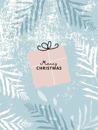 Christmas cute greeting card or banner templates with different winter holidays symbols, animals and characters. hand drawn textures design conceptのイラスト素材