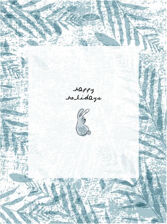 Christmas cute greeting card or banner templates with different winter holidays symbols, animals and characters. hand drawn textures design conceptのイラスト素材