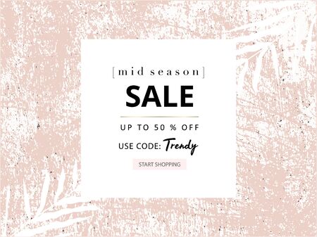 Social media banner template for fashion or beauty industry advertising new arrivals collection or seasonal sales promotion. trendy hand drawn background textures with floral botanic elementsのイラスト素材