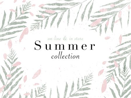 social media banner template for advertising spring arrivals collection or seasonal sales promotion. trendy hand drawn background textures and floral elements imitating watercolor paintingsのイラスト素材