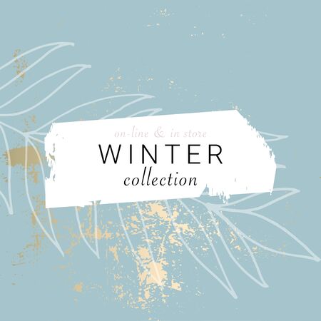 Elegant social media trendy chic gold grey blue winter new arrivals collection style banner templateのイラスト素材