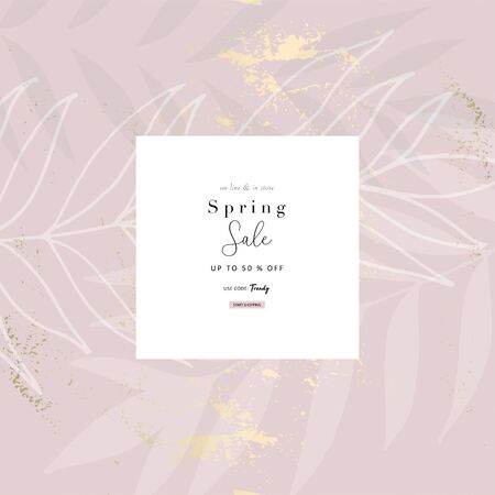 Social media banner template for fashion or beauty industry advertising new arrivals collection or seasonal sales promotion. trendy hand drawn background textures with floral botanic elementsのイラスト素材