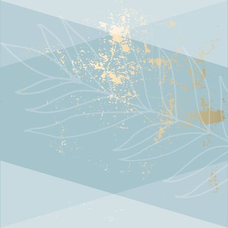 abstract floral pastel dusty blue gold background. Chic trendy tile with botanical motifsのイラスト素材