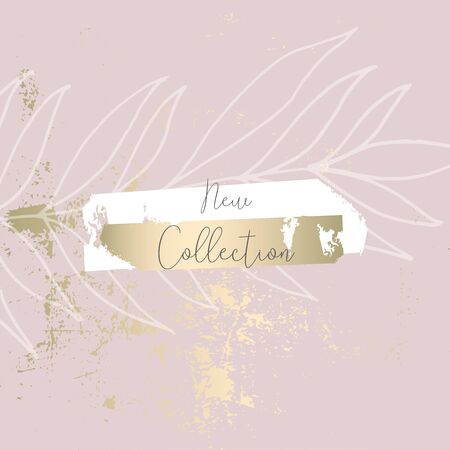 Social media banner template for fashion or beauty industry advertising new arrivals collection or seasonal sales promotion. trendy hand drawn background textures with floral botanic elementsのイラスト素材