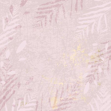 abstract floral pastel dusty pink gold blush textured decor background . Chic trendy shiny feminine tile pattern with botanical motifsのイラスト素材