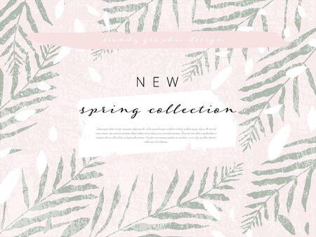 social media banner template for advertising spring arrivals collection or seasonal sales promotion. trendy hand drawn background textures and floral elements imitating watercolor paintingsのイラスト素材