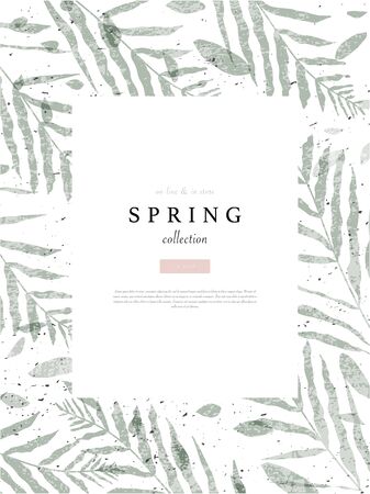 social media banner template for advertising spring arrivals collection or seasonal sales promotion. trendy hand drawn background textures and floral elements imitating watercolor paintingsのイラスト素材