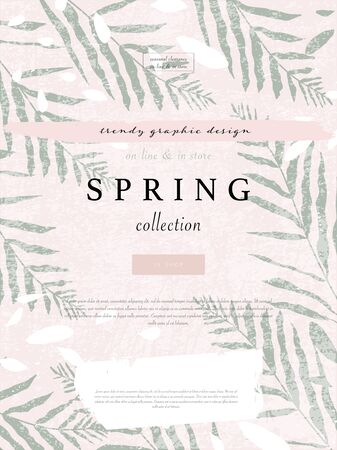 social media banner template for advertising spring arrivals collection or seasonal sales promotion. trendy hand drawn background textures and floral elements imitating watercolor paintingsのイラスト素材