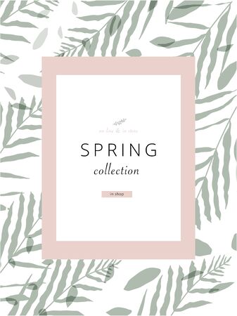 social media banner template for advertising spring arrivals collection or seasonal sales promotion. trendy hand drawn background textures and floral elements imitating watercolor paintingsのイラスト素材