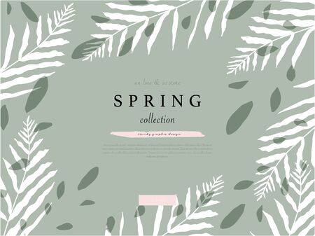 social media banner template for advertising spring arrivals collection or seasonal sales promotion. trendy hand drawn background textures and floral elements imitating watercolor paintingsのイラスト素材