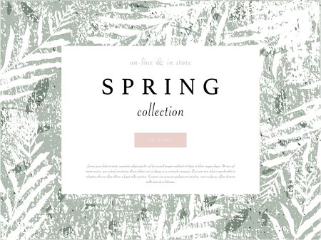 social media banner template for advertising spring arrivals collection or seasonal sales promotion. trendy hand drawn background textures and floral elements imitating watercolor paintingsのイラスト素材