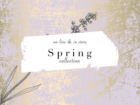 Elegant social media trendy feminine dusty lavender floral elements and templatesのイラスト素材