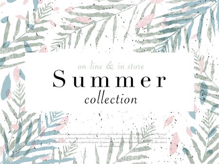 social media banner template for advertising spring arrivals collection or seasonal sales promotion. trendy hand drawn background textures and floral elements imitating watercolor paintingsのイラスト素材