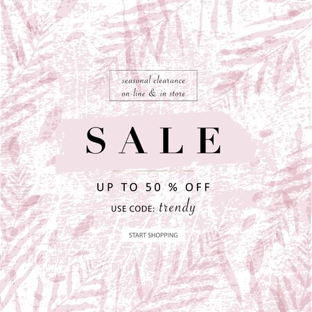 social media banner template for advertising spring arrivals collection or seasonal sales promotion. trendy hand drawn background textures and floral elements imitating watercolor paintingsのイラスト素材