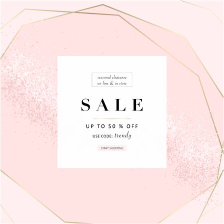 Social media banner template for fashion or beauty industry advertising new arrivals collection or seasonal sales promotion. trendy hand drawn background textures with geometric elementsのイラスト素材