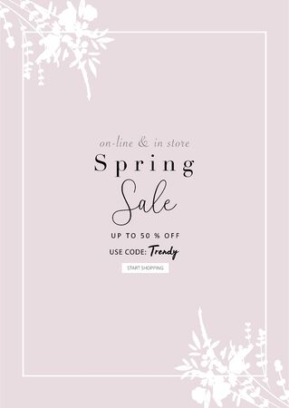 trendy hand drawn background textures and floral botanical elementsのイラスト素材