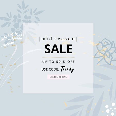 trendy hand drawn background textures and floral botanical elementsのイラスト素材