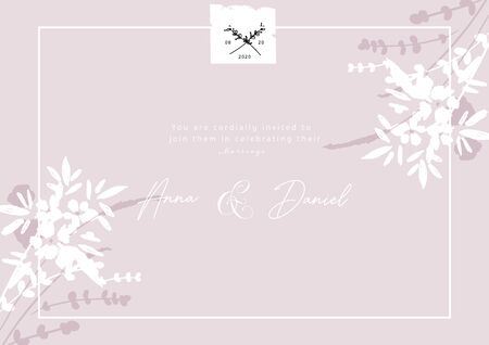 trendy hand drawn background textures and floral botanical elementsのイラスト素材