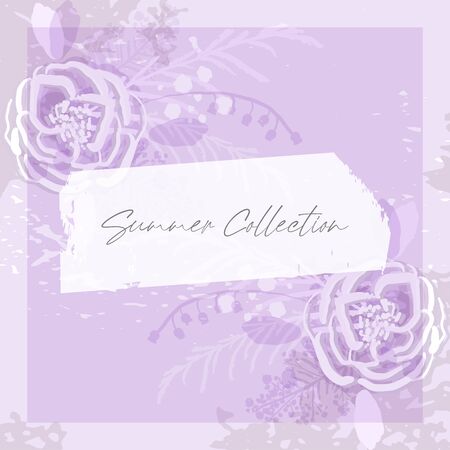 rustic florals on violet backgroundのイラスト素材