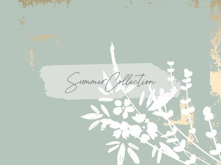 Social media banner template for advertising spring arrivals collection or seasonal sales promotion. trendy hand drawn background textures and floral botanical elementsのイラスト素材