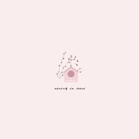 cute spring clip art little elements with hand drawn texturesの写真素材