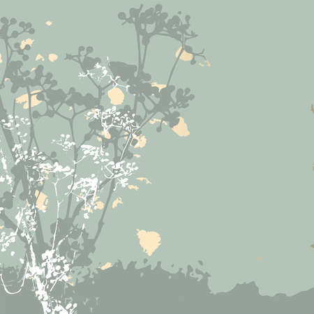 Floral rustic background with hand drawn doodle flowers and botanical elementsのイラスト素材