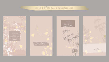 Floral rustic background with hand drawn doodle flowers and botanical elementsのイラスト素材