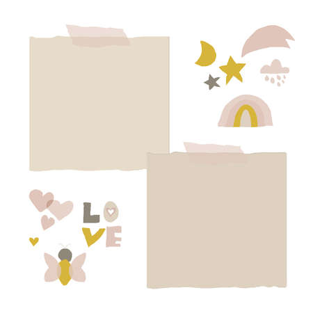 cute nursery clip art and stickers for kids designのイラスト素材