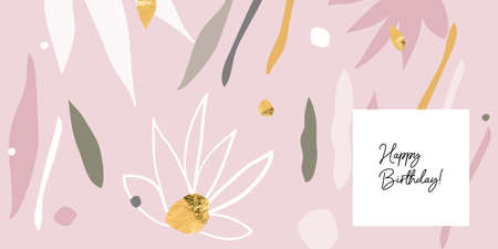 modern abstracts background with floral and botanical shapesのイラスト素材