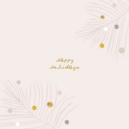 Abstract Christmas greeting card background with colorful confetti and xmas gold foil glitter decorationのイラスト素材